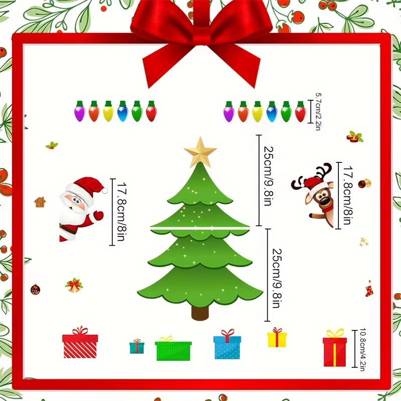 Magnetic Christmas Tree for Refrigerator Door Decor with Santa Reindeer Holiday Magnets Festive Fridge Metal Garage Stickers