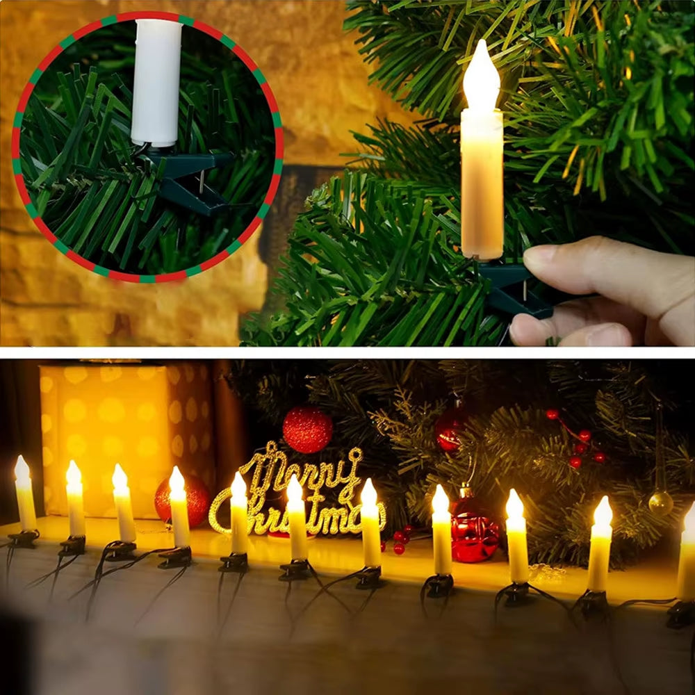 20PCS Candle String LED Clip-On Flameless Cone Candle Christmas Tree Decors