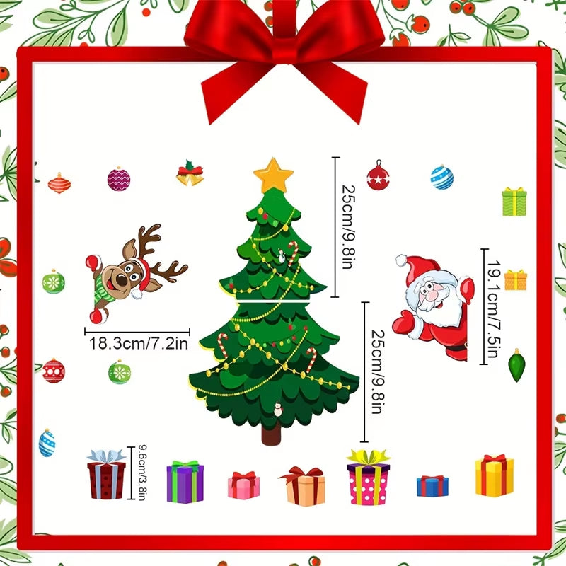 Magnetic Christmas Tree for Refrigerator Door Decor with Santa Reindeer Holiday Magnets Festive Fridge Metal Garage Stickers