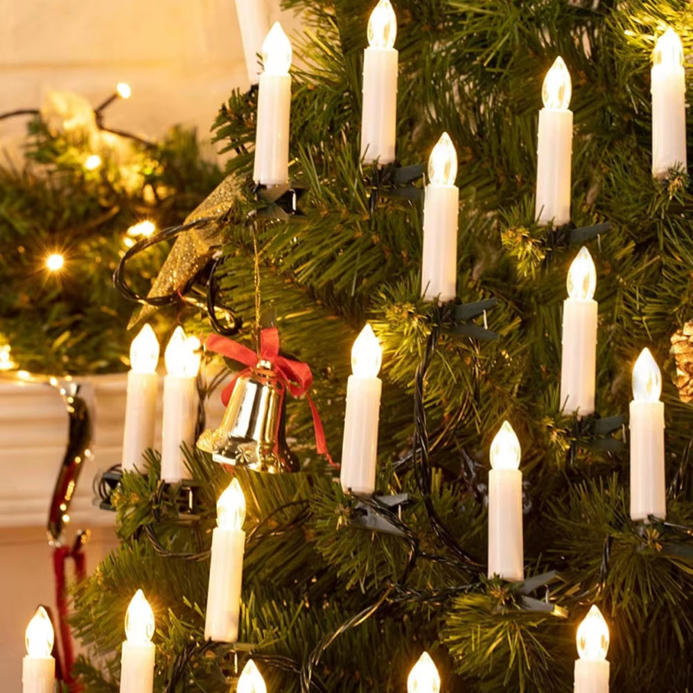20PCS Candle String LED Clip-On Flameless Cone Candle Christmas Tree Decors