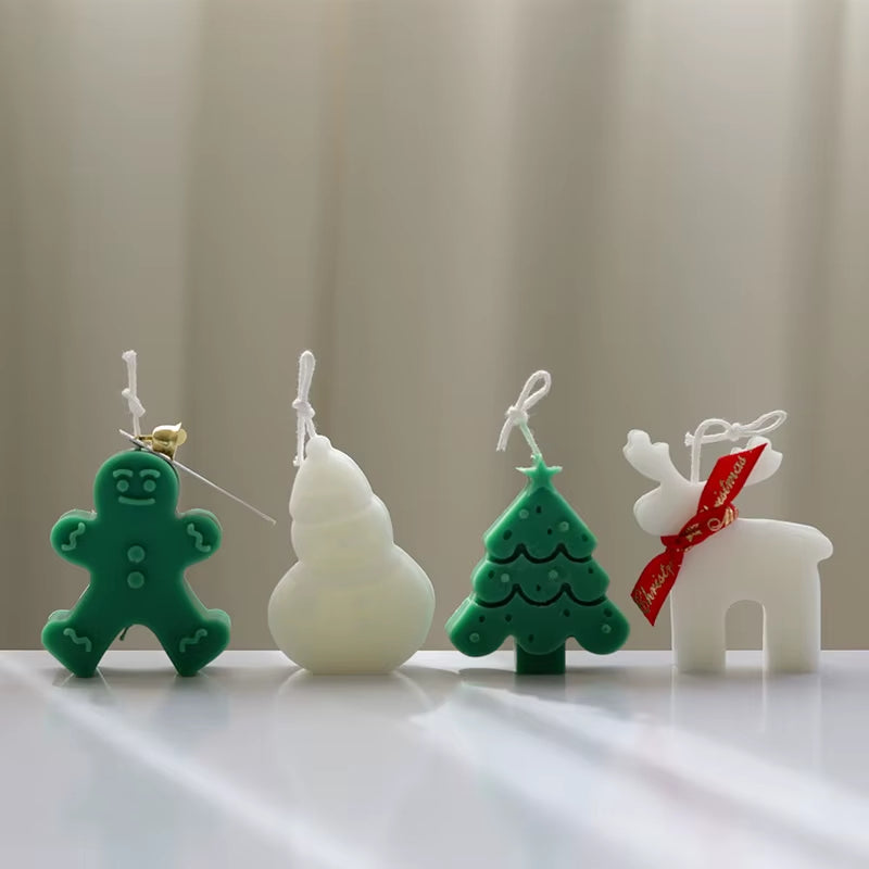 Christmas Series Candle Mold DIY Gingerbread Man Elk Aromatherapy Gypsum Crafts Cement Casting Mold Soap Making Christmas Gifts