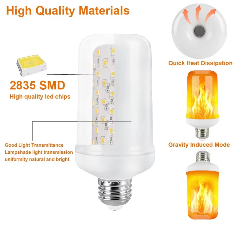 E14 LED Flame Lamps E27 Corn Bulb Creative Flickering Effect Bulb AC85-265V LED Emulation Dynamic Flame Light for Home Decor