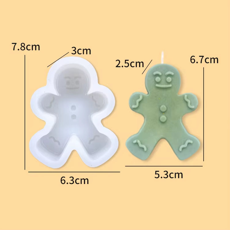 Christmas Series Candle Mold DIY Gingerbread Man Elk Aromatherapy Gypsum Crafts Cement Casting Mold Soap Making Christmas Gifts